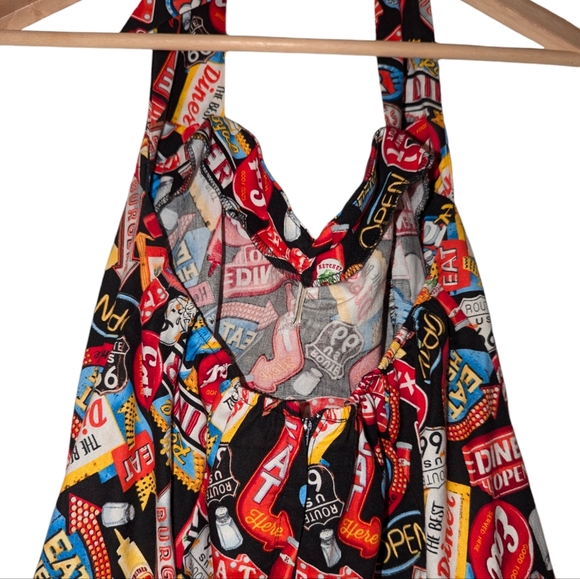 Dollz & Dames Rockabilly Diner Halter Fit & Flare A Line Skater Mini Dress XL - Picture 4 of 8